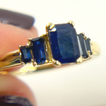 Load image into Gallery viewer, 14K Solid Yellow Gold Blue Sapphire Cluster Ring.