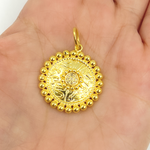 Load image into Gallery viewer, 14K Solid Gold with Diamonds Circle Charm. KG23
