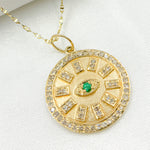 Load image into Gallery viewer, 14K Solid Gold with Diamonds Circle Shape with Eye Charm. GDP37