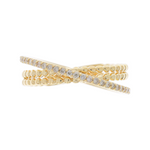 Load image into Gallery viewer, 14K Solid Gold Diamond and Beaded Bands Ring.