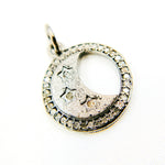 Load image into Gallery viewer, DC074. Diamond Sterling Silver Round Moon and Star Pendant