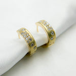 Load image into Gallery viewer, HP401868. 14k Solid Yellow Gold Diamond Huggie Hoop Earrings
