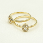 Load image into Gallery viewer, 14K Solid Gold Drop Diamond Ring.