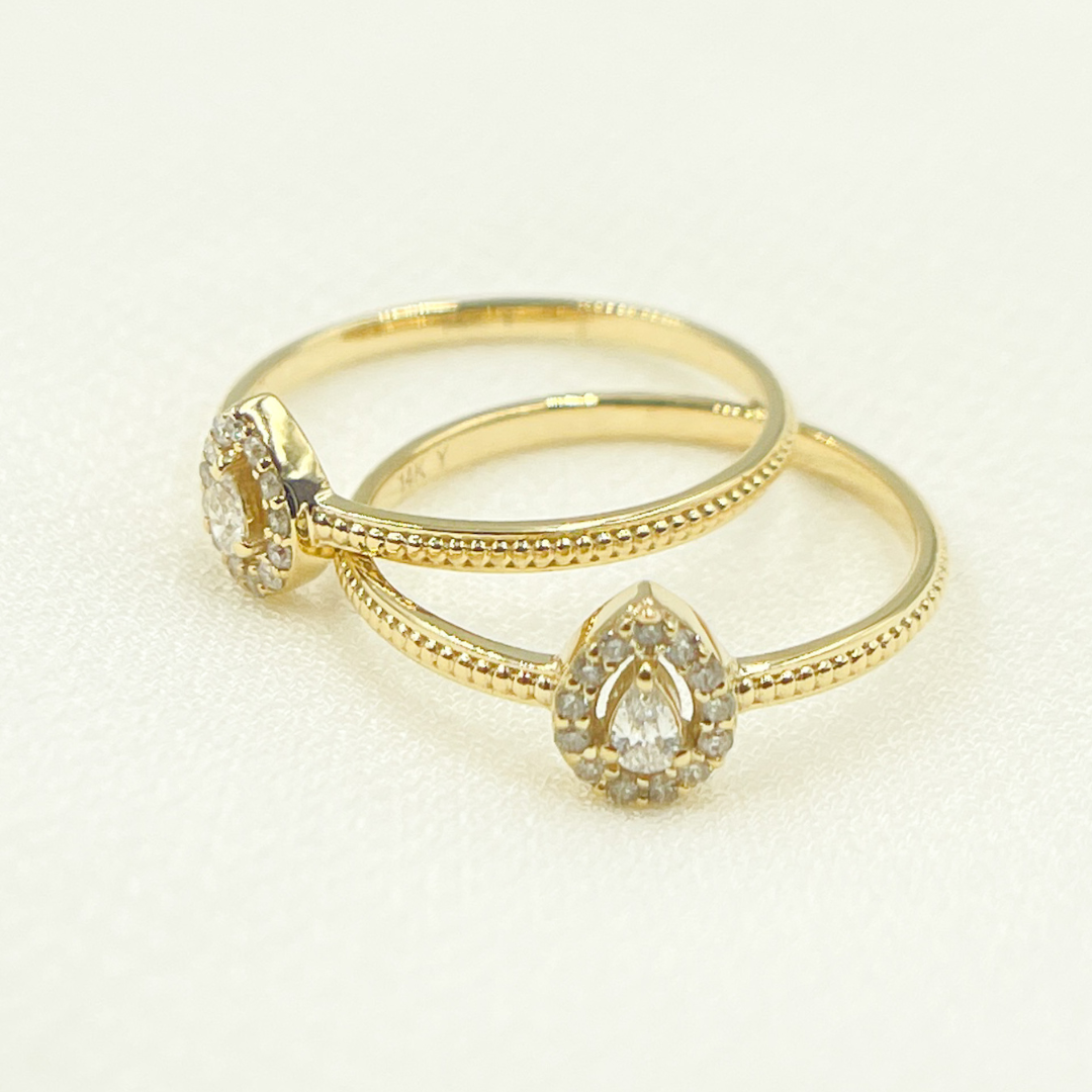 14K  Gold Drop Diamond Ring. ZGG697