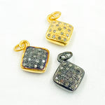 Load image into Gallery viewer, DC163. Diamond Sterling Silver Square Charm