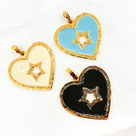 Load image into Gallery viewer, Diamond Sterling Silver Heart and Star Enamel Pendant