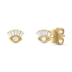Load image into Gallery viewer, ER421145. 14K Solid Gold Diamond Eye Studs