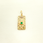 Load image into Gallery viewer, Gold Diamond and Gemstone Rectangle Eye Charm