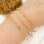 Load image into Gallery viewer, Gold Plated Sterling Silver 3 Round Links & 1 Long Smooth Oval Chain