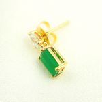 Load image into Gallery viewer, CE95814EM6X4. 14k Solid Yellow Gold Emerald & Diamond Dangle Studs