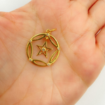 Load image into Gallery viewer, 14K Solid Gold Diamonds Circle Charm with Pending Star in the Center. GDP217