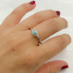 Load image into Gallery viewer, 14K Solid Gold Diamond and Turquoise Eye Ring.