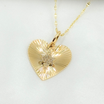 Load image into Gallery viewer, 14K Solid Gold Heart Charm with Diamond Star in the Center. KG295