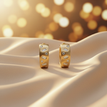 Load image into Gallery viewer, EHF57592. 14K Solid Yellow Matte Gold Diamond Hoop Earring