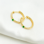 Load image into Gallery viewer, EHC56665EM. 14k Solid Gold Diamond and Emerald Hoops
