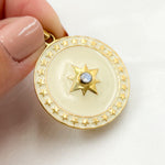 Load image into Gallery viewer, Sterling Silver Round Enamel Pendant with Gemstone