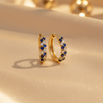 Load image into Gallery viewer, EHE56872. 14K Solid Gold Diamonds and Turquoise Hoops