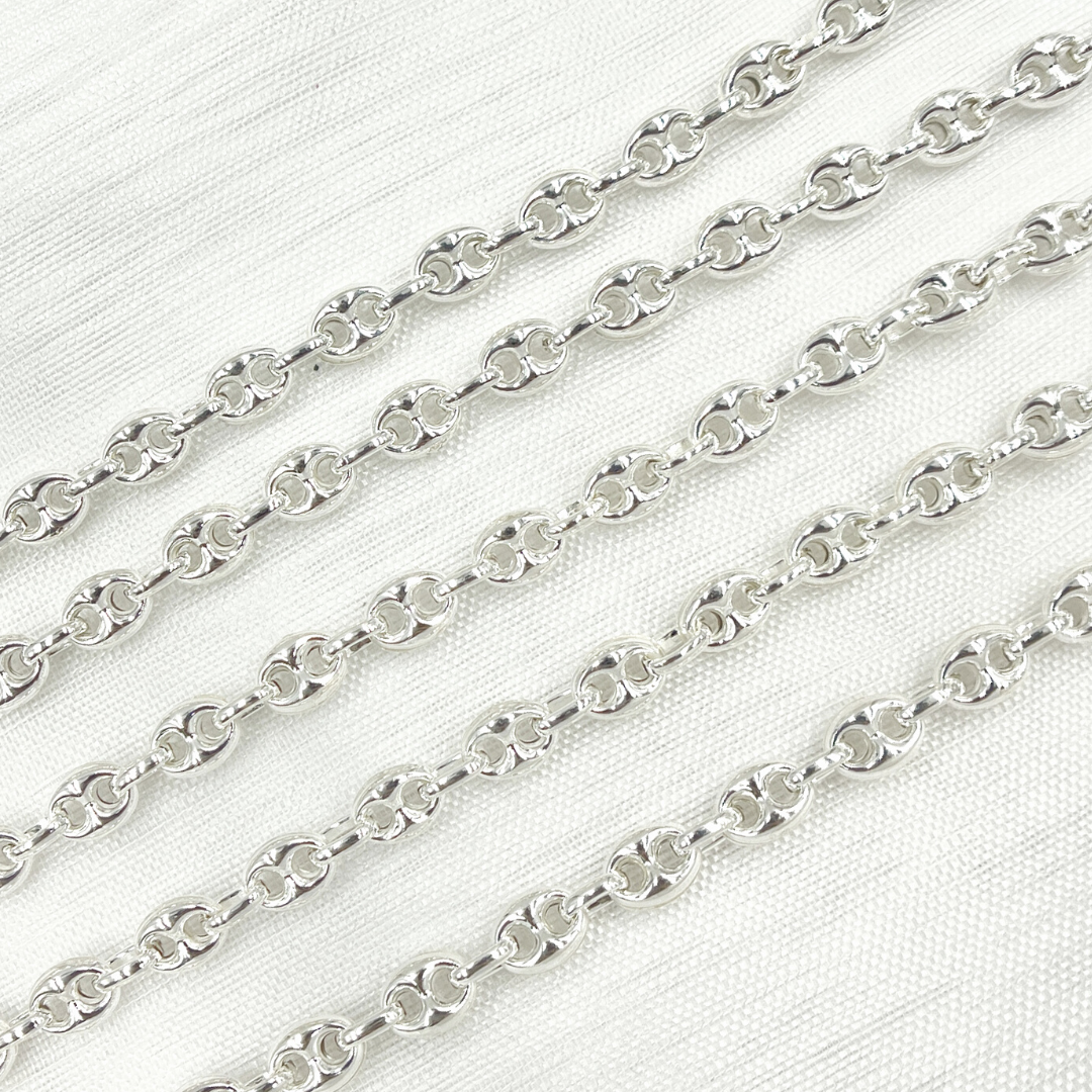 V24SS. Sterling Silver Puff Marina Link Chain