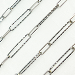 Load image into Gallery viewer, Black Rhodium 925 Sterling Silver Smooth & Diamond Cut Paperclip Chain