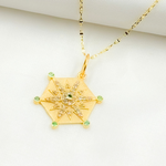 Load image into Gallery viewer, GDP637. 14K Solid Gold Star Charm in Hexagon with Diamonds and Gemstones