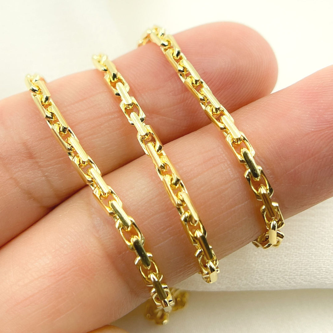 14K Solid Yellow Gold Diamond Cut Box Link Chain. 100R04CLH5