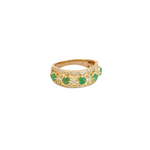 Load image into Gallery viewer, 14K Solid Yellow Gold Diamond and Emerald Band Ring.