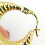 Load image into Gallery viewer, GER121. 14K Solid Gold Chunky Croissant Hollow Hoop Earrings