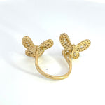 Load image into Gallery viewer, 14k Solid Gold Diamond Butterfly Ring.