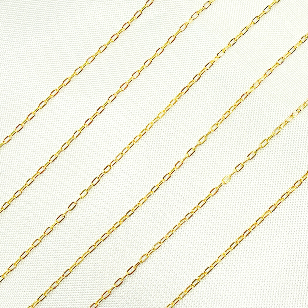 14k Solid Yellow Gold Smooth Cable Link Chain. 025FLCL2byft