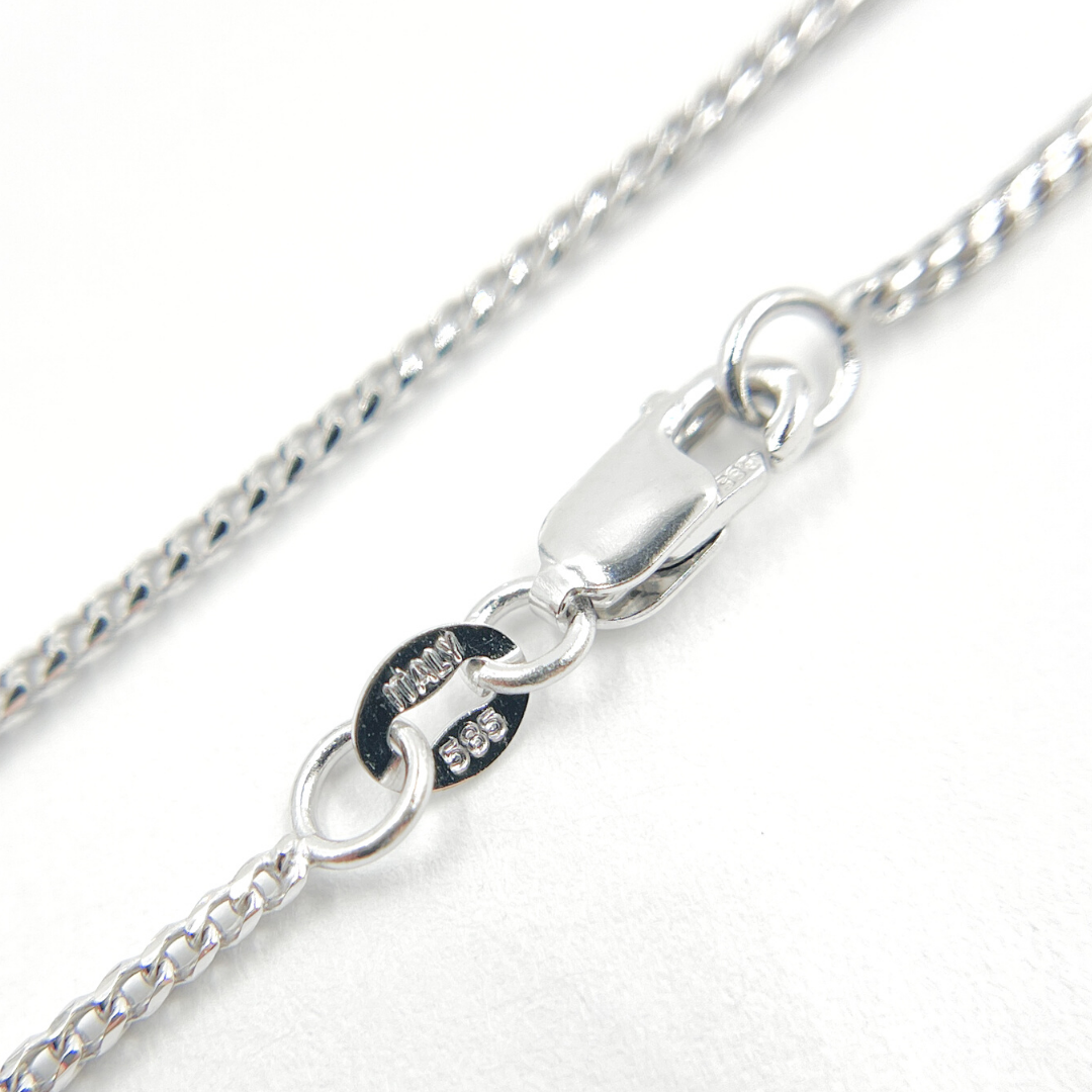 14K Solid White Gold Wheat Chain