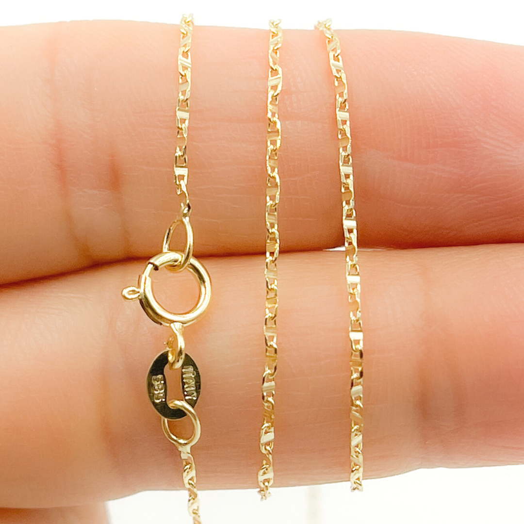 14K Solid Gold Twisted Marina Link