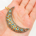 Load image into Gallery viewer, DSP031. Diamond Sterling Silver Moon Shape Pendant with Gemstone
