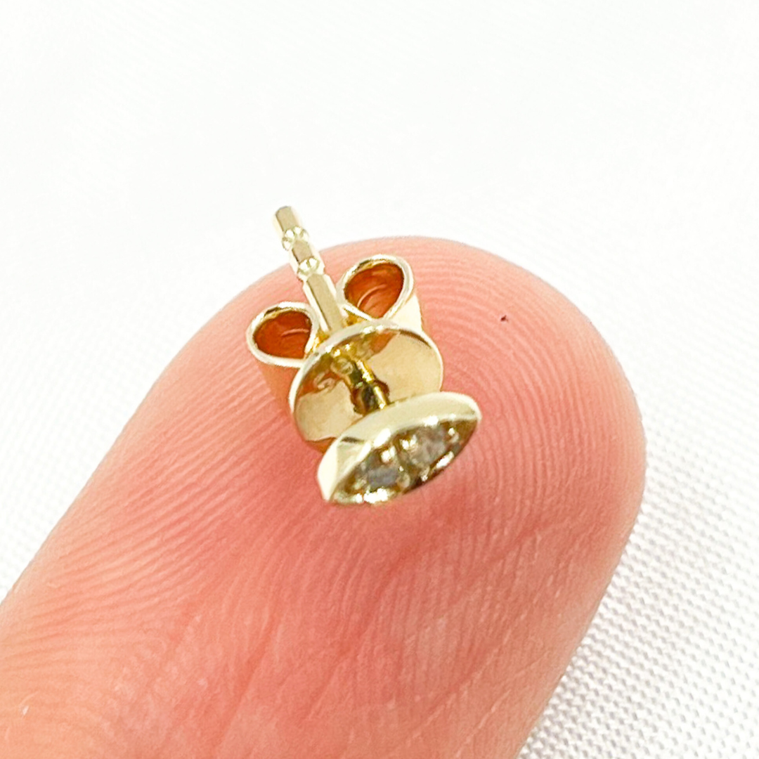 14k Solid Yellow Gold Diamonds Evil Eye Stud Earrings. ER115071Y