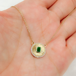 Load image into Gallery viewer, CN96236EM. 14k Solid Gold Emerald and Diamond Charm Necklace