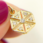 Load image into Gallery viewer, 14K Solid Gold Diamond Hexagon Charm. GDP259