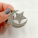 Load image into Gallery viewer, DP111. Diamond Sterling Silver Moon & Star Pendant