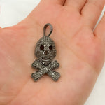 Load image into Gallery viewer, DP131. Diamond Sterling Silver Skull and Bones Pendant