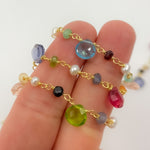 Load image into Gallery viewer, Gold Plated Sterling Silver Multi Stone Wire Wrap Chain