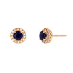 Load image into Gallery viewer, EFC54135. 14K Solid Yellow Gold Diamond and Gemstone Stud Earring
