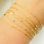 Load image into Gallery viewer, 14k Solid Gold Smooth Paperclip & Diamond Cut Oval Link Chains