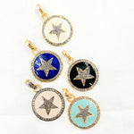 Load image into Gallery viewer, Diamond Sterling Silver Round Enamel Pendant