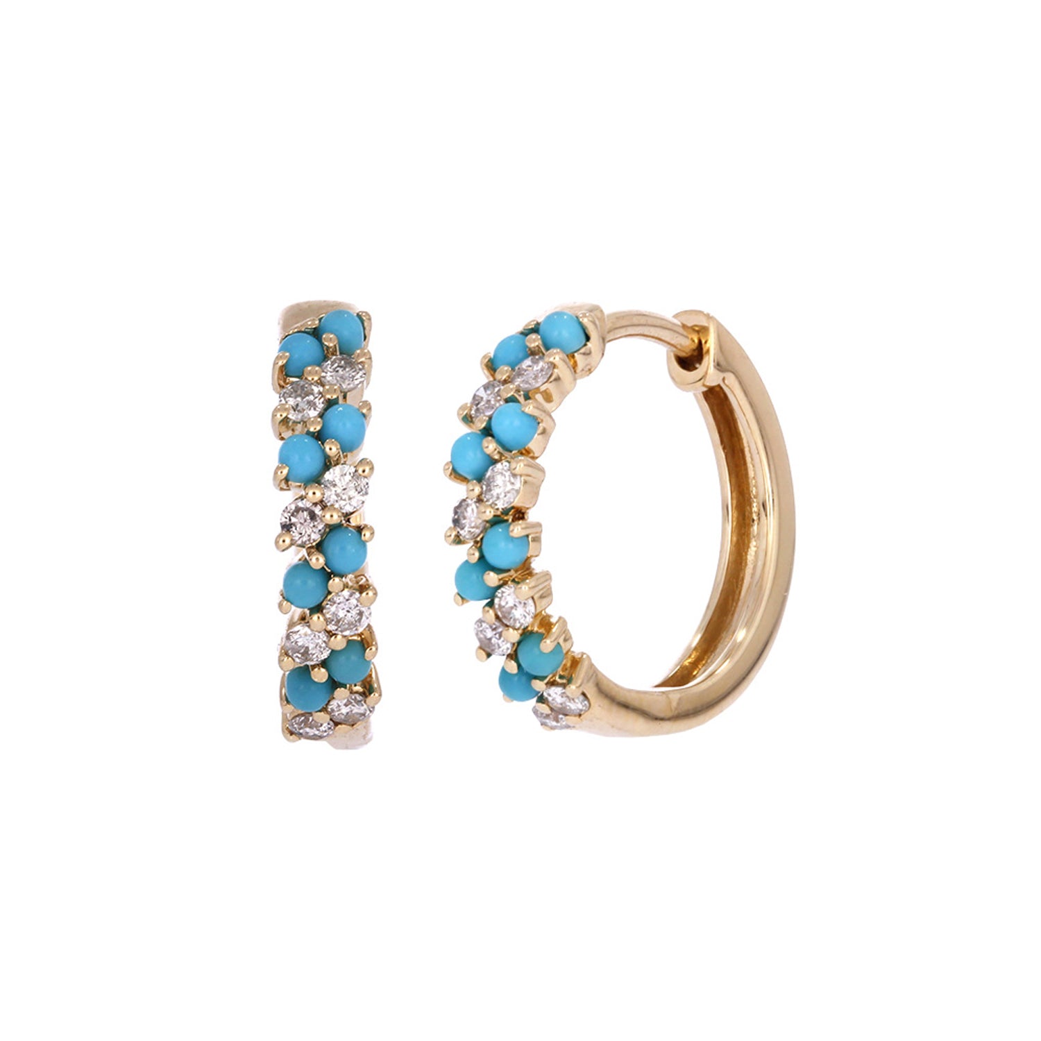 Gold Diamonds and Turquoise Hoops
