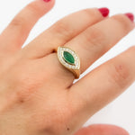 Load image into Gallery viewer, CR96516EM8X4. 14K Solid Gold Diamond and Emerald Oval Ring