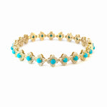 Load image into Gallery viewer, BR402766. 14K Solid Gold Diamond and Turquoise Flower Bracelet