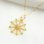 Load image into Gallery viewer, GDP646. 14K Solid Gold Circle Charm with Diamond and Gemstone
