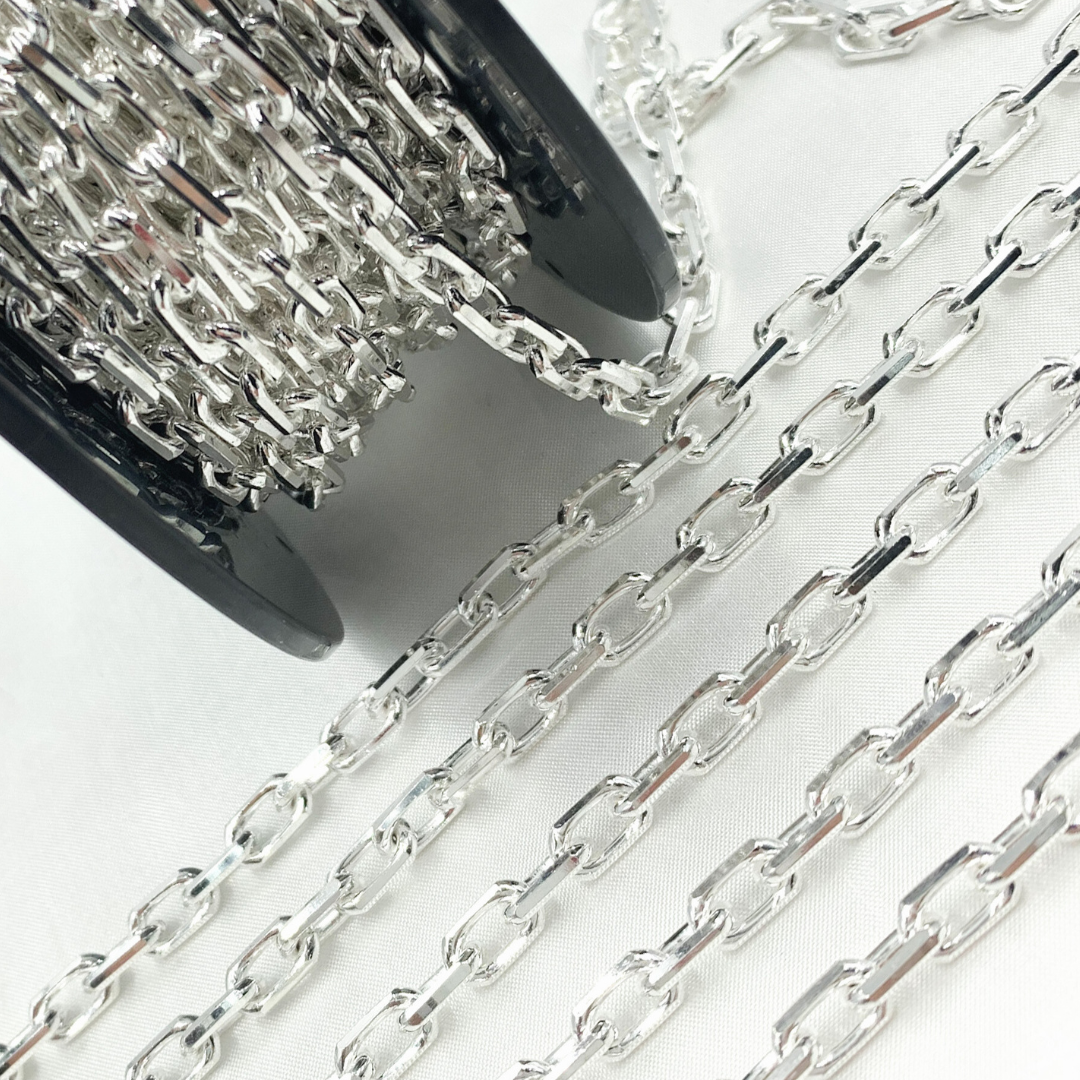 Z102SS. Sterling Silver Diamond Cut Oval Link Chain