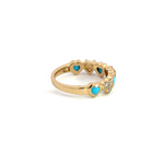 Load image into Gallery viewer, 14k Solid Gold Diamond and Turquoise Heart Ring.