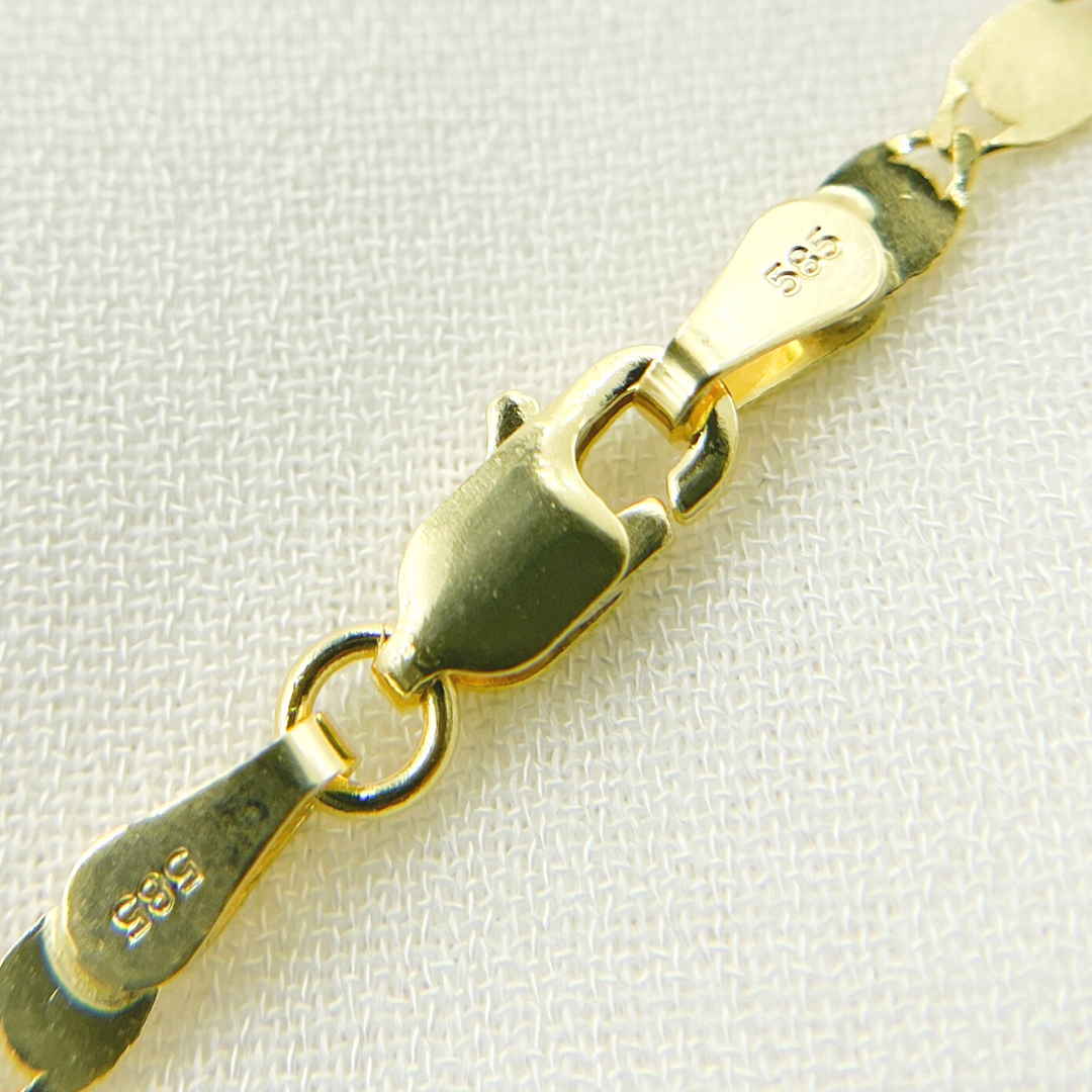 14K Solid Gold Diamond Cut Marina Chain