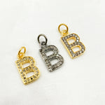 Load image into Gallery viewer, DC176. Diamond Sterling Silver Letter "B" Charm