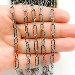 Load image into Gallery viewer, Sterling Silver Black Rhodium Diamond Cut Paper Clip Chain